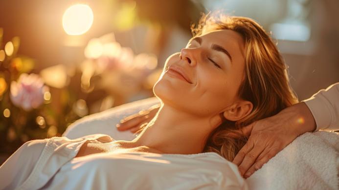 Relaxed client resting after Reiki treatment