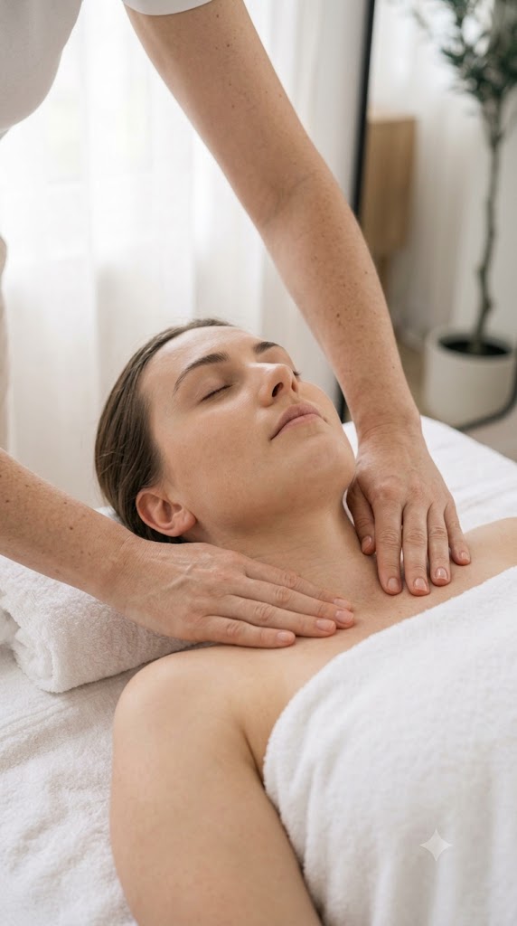 Therapist-performing-manual-lymphatic-drainage-treatment